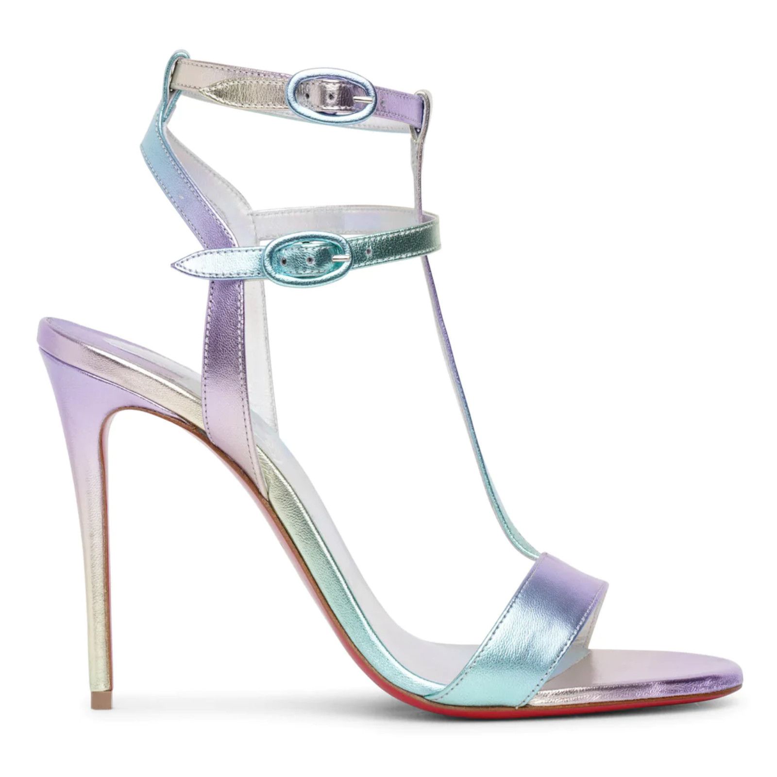Christian Louboutin Mara 100 Multicolor Purple Sandal Ankle Strap Heel Pump 39 Size US 9 / IT 39 - 1 Thumbnail