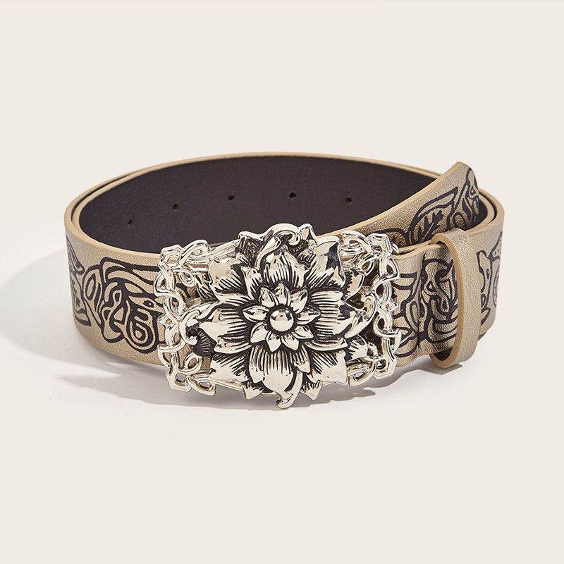 Designer × Vintage Retro Embossed Flower Belt Size ONE SIZE - 2 Thumbnail