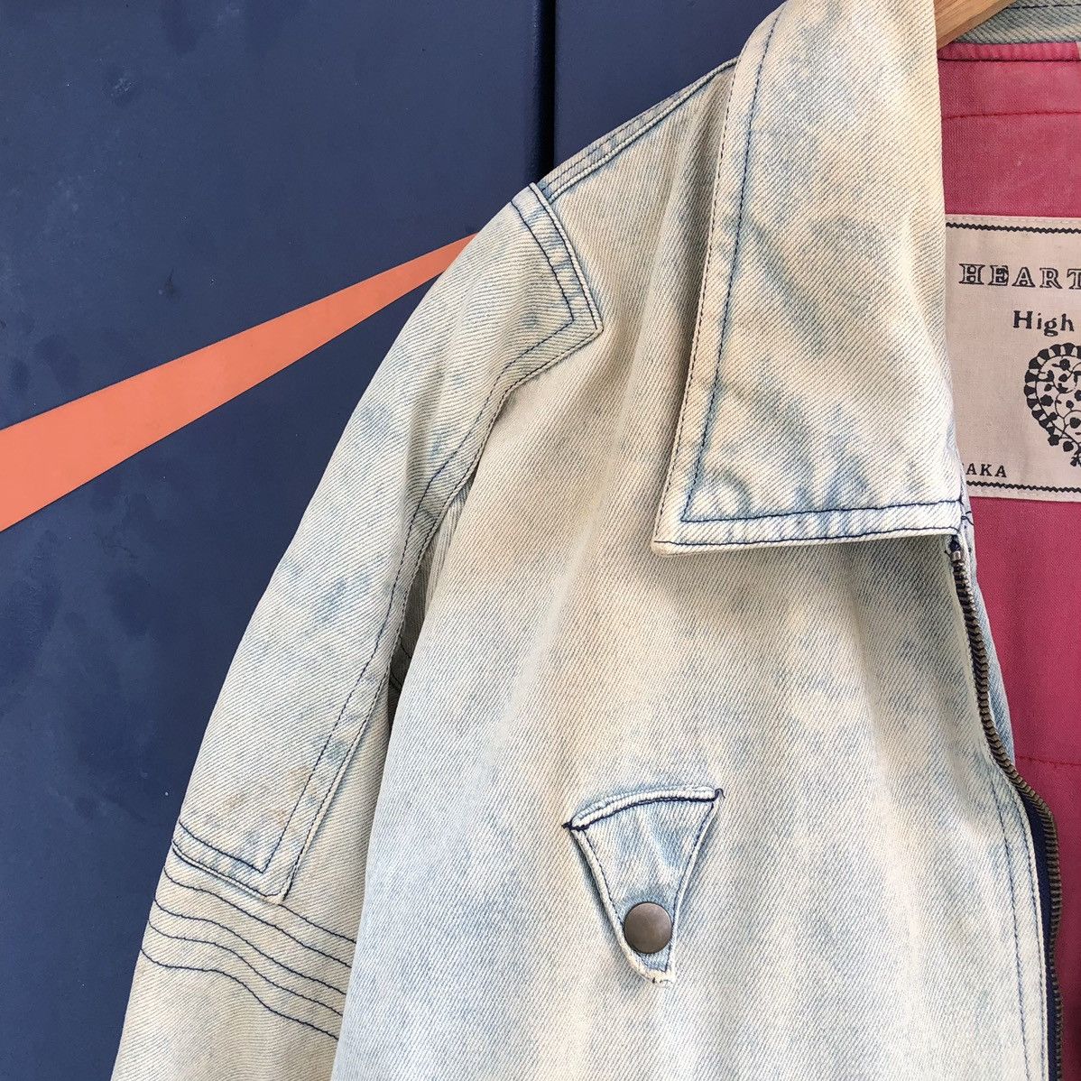 Vintage Vintage HEART & HEART FADED Light Weight Cargo Denim Jacket Size US L / EU 52-54 / 3 - 14 Thumbnail