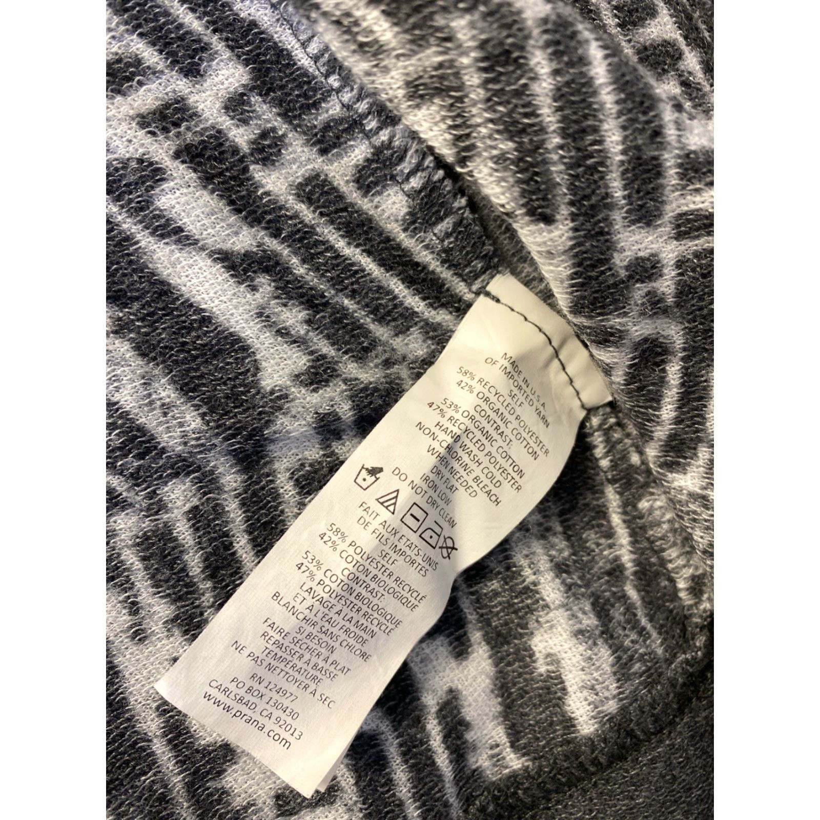 Prana Prana Sweater Cardigan Women S Gray White Geometric Wrap Open Hoodie USA Made 152-12 Size S / US 4 / IT 40 - 4 Thumbnail