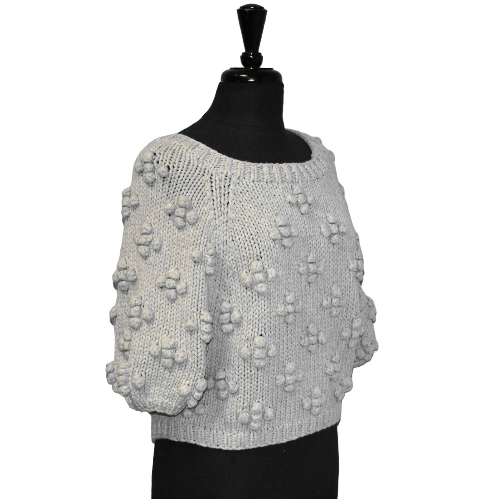 Caron Callahan A6 NEW CALLAHAN Light Gray Knit Cotton/Acrylic Sweater Sz M Size M / US 6-8 / IT 42-44 - 3 Thumbnail