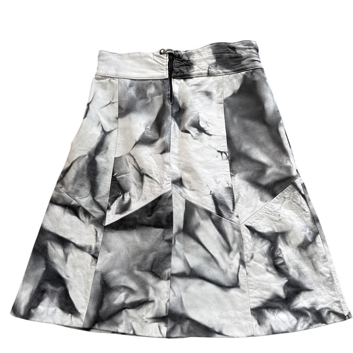 Vintage 1980s Black White Leather Patchwork A-Line Skirt M Size 30" / US 8 / IT 44 - 2 Thumbnail