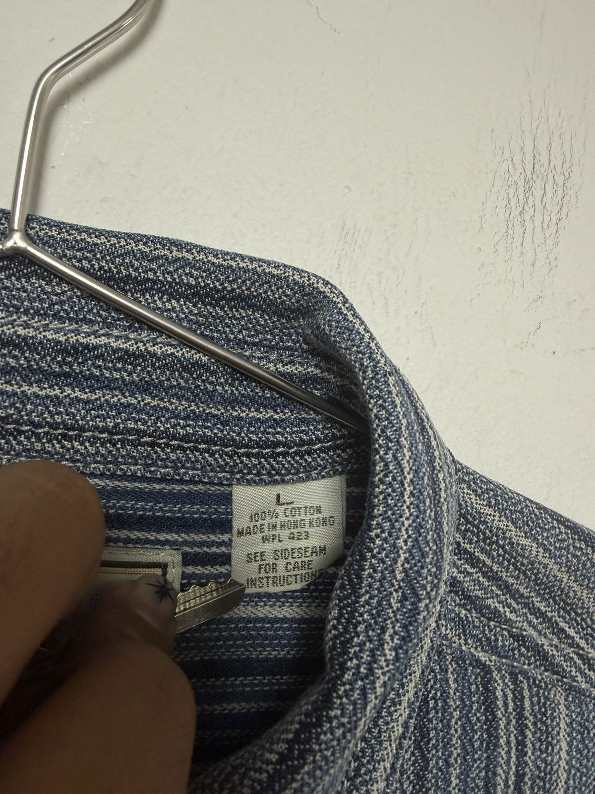 Levi's Vintage Clothing Vintage 90s Levi’s Hickory Stripe Workwear Shirt - Metal but Size US L / EU 52-54 / 3 - 7 Thumbnail