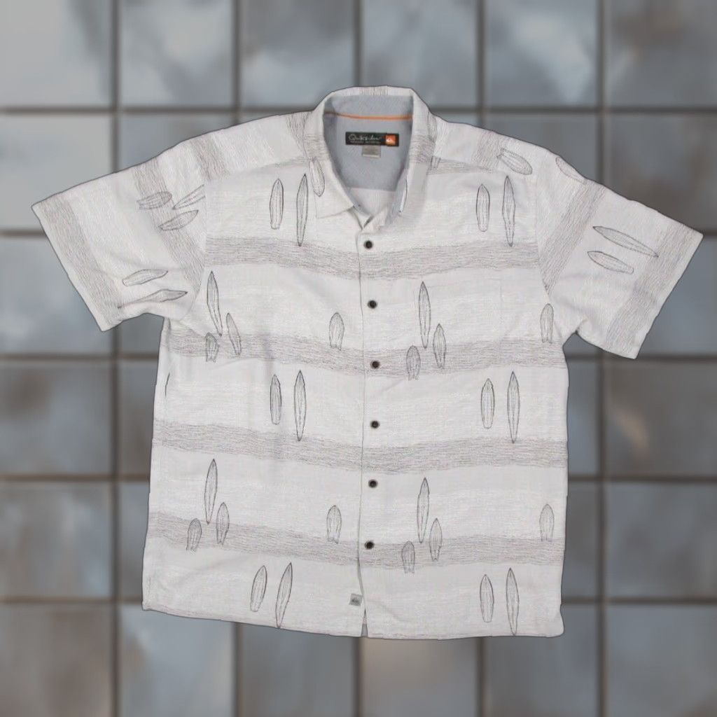 Quiksilver Quiksilver Waterman Shirt Men Extra Large Gray Button Up Hawaiian Surfboard Tiki Mens Size US XL / EU 56 / 4 - 1 Thumbnail