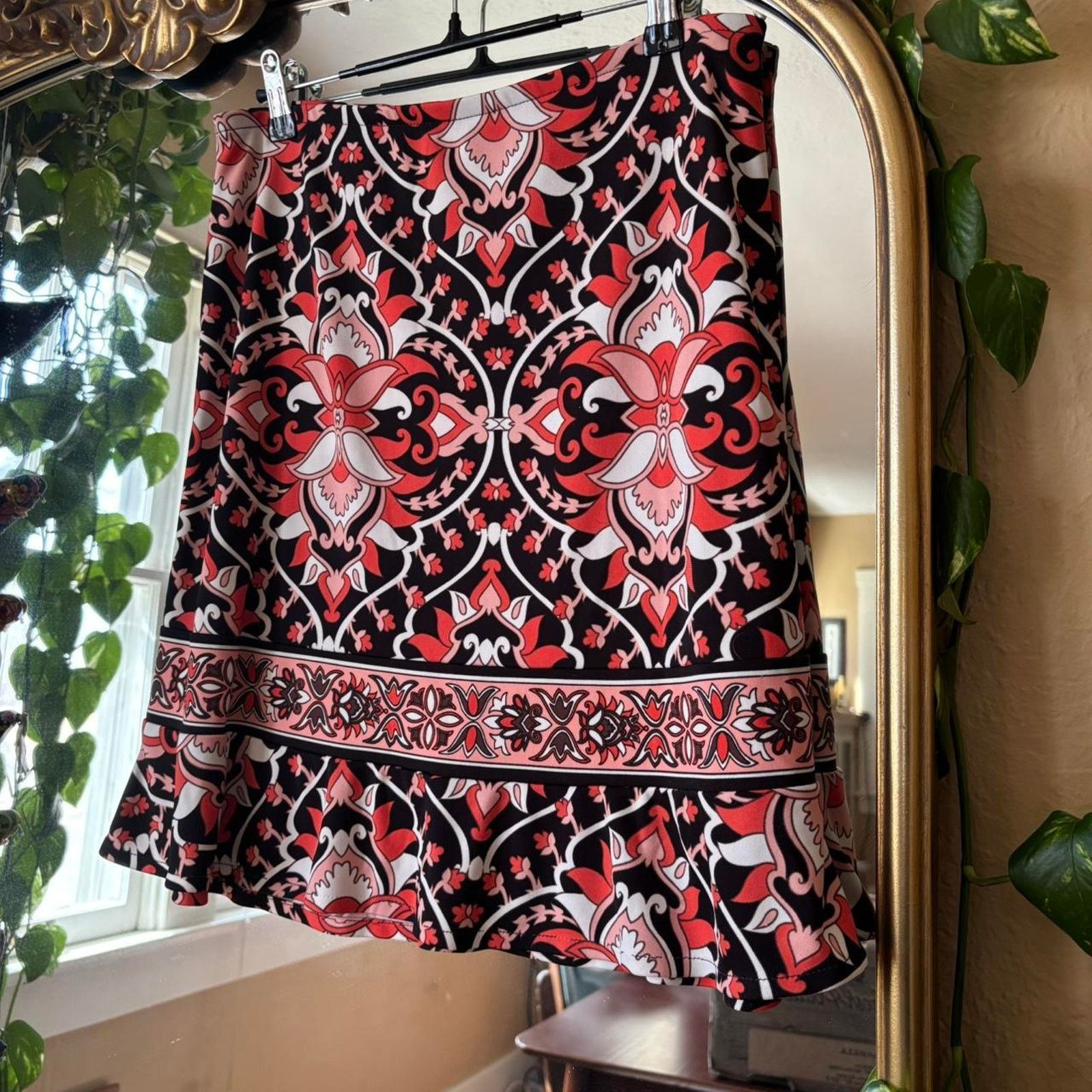 Vintage Vintage New York & Company Patterned Skirt Small Y2K Size 30" / US 8 / IT 44 - 2 Thumbnail