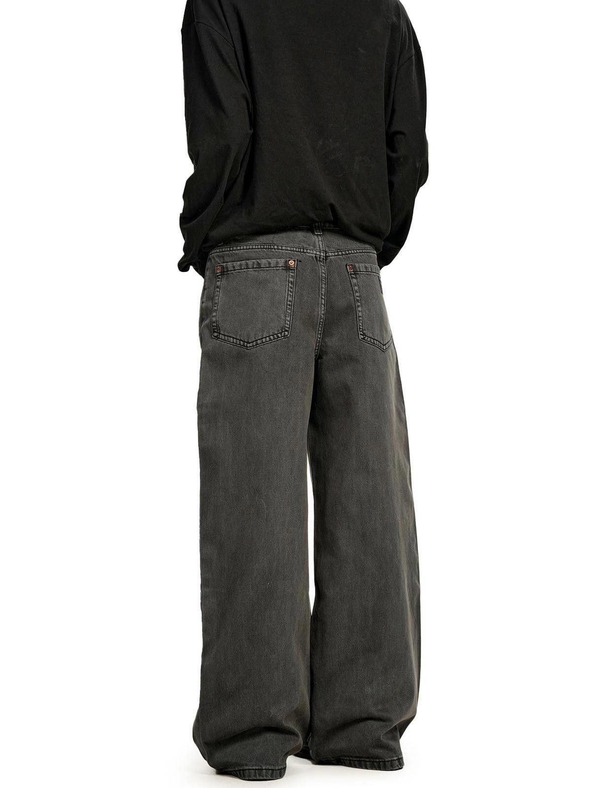 Jean Dark Grey Micro-Flare Wide-Leg Denim Jeans Size US 30 / EU 46 - 4 Thumbnail
