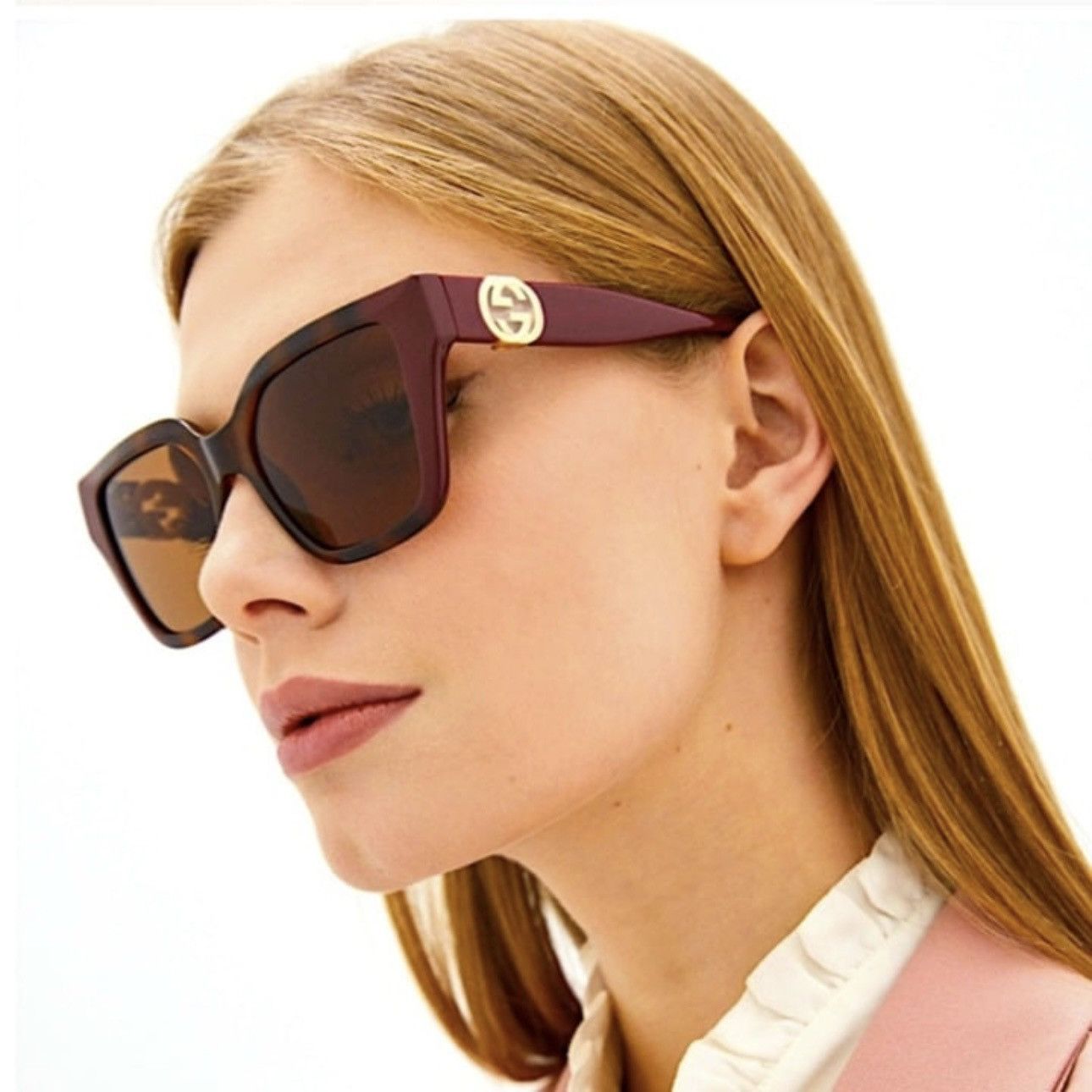 Gucci Gucci GC001630 GG1023S Sunglasses Brown Havana Burgundy Size ONE SIZE - 2 Thumbnail