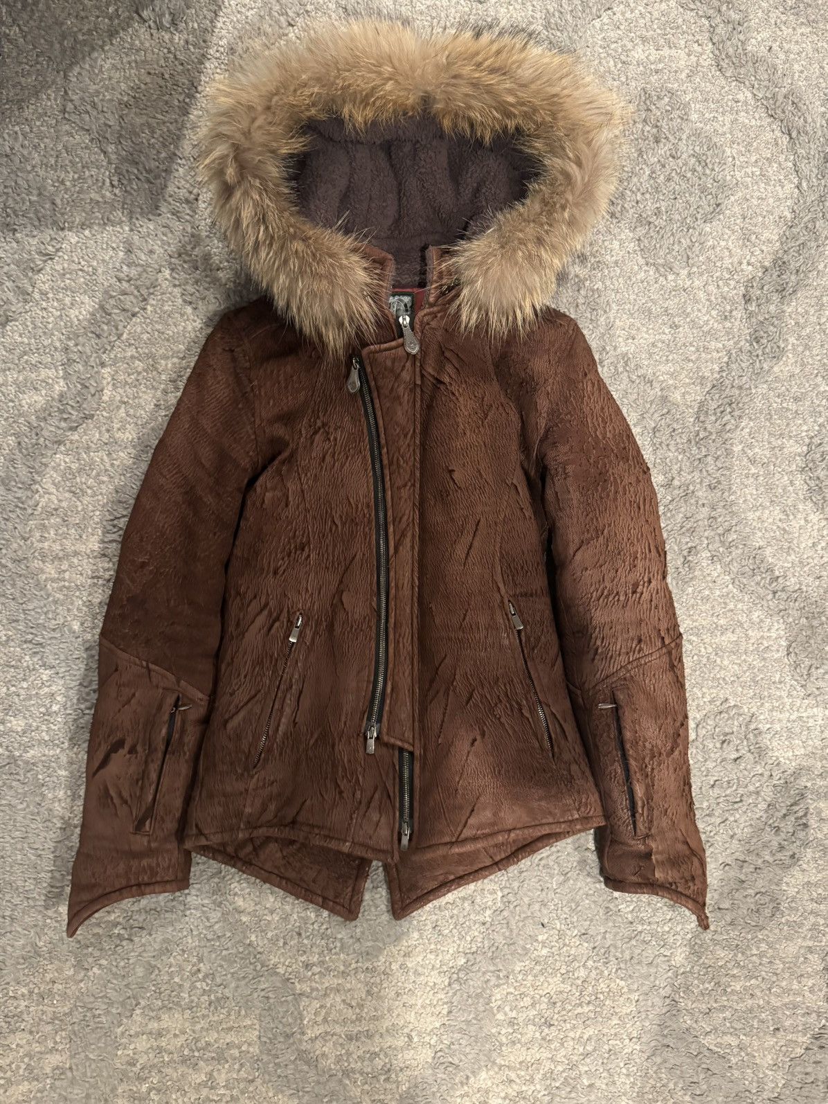 Obelisk Obelisk Blistered Leather Fur Jacket Size US S / EU 44-46 / 1 - 6 Thumbnail