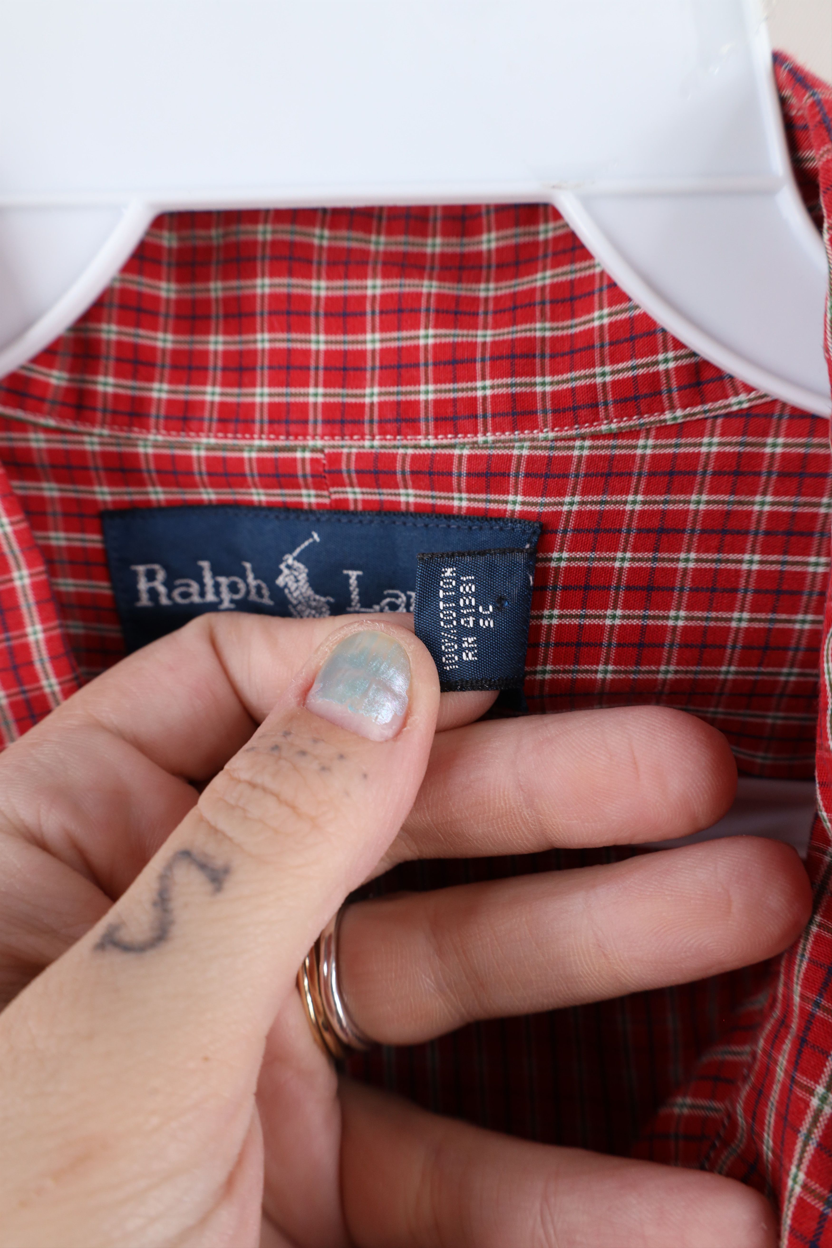 Ralph Lauren × Vintage Vintage 90s Ralph Lauren Collared Button Down Shirt Red Size US L / EU 52-54 / 3 - 6 Thumbnail
