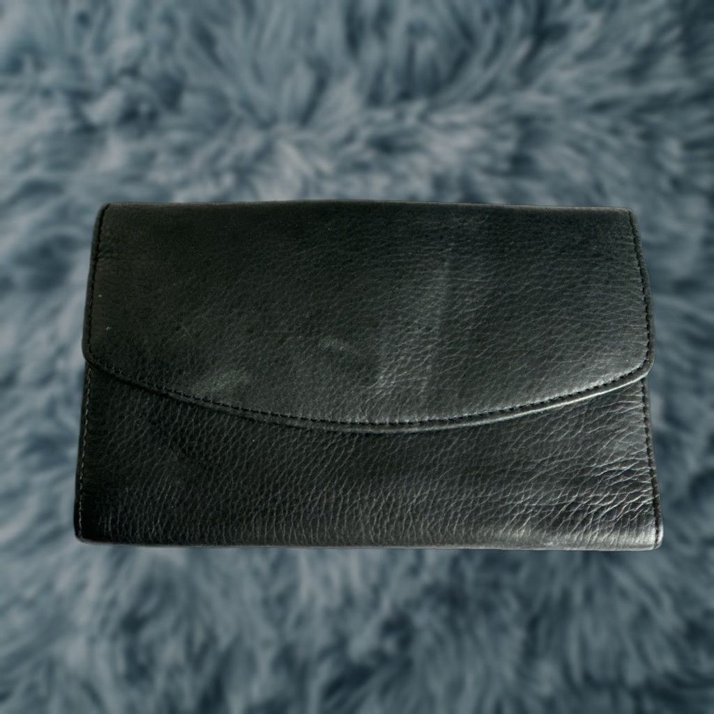 Vintage VINTAGE Black Tumbled Genuine Leather Wallet Tri Fold Mens Women’s Unisex Unbranded Leather Trifold Folding Wallet Size ONE SIZE - 1 Thumbnail