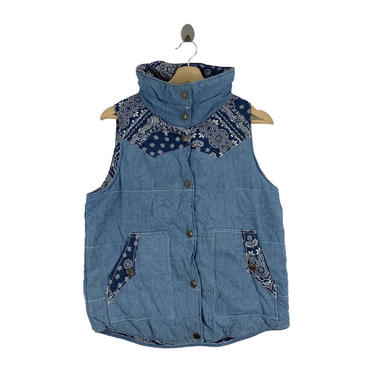 image of Anti Ballistic Paisley Design Full Button in Blue, Men's (Size Small)