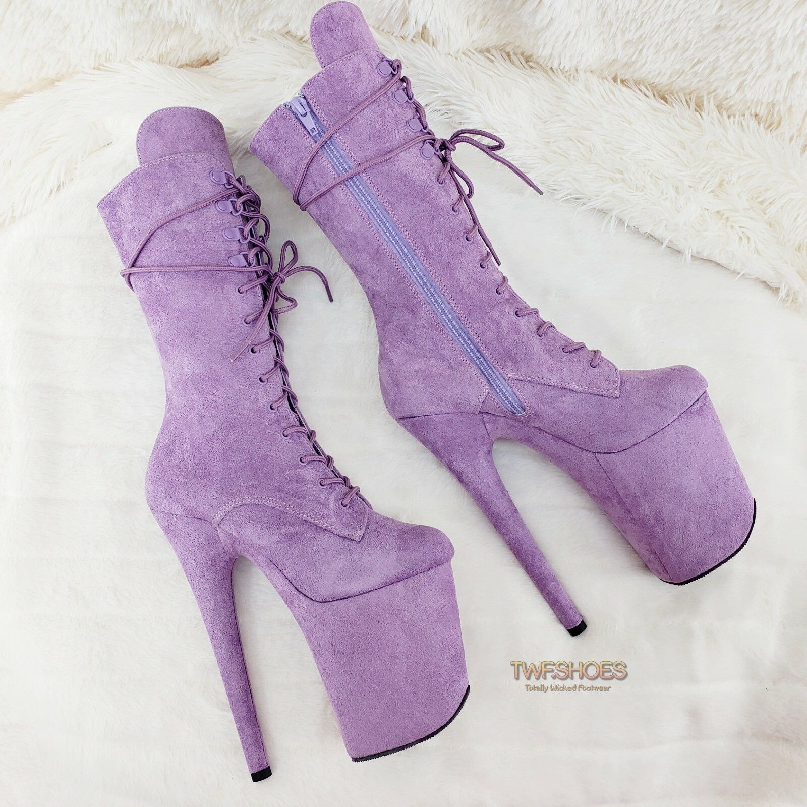 Other Flamingo 1050FS Lilac Purple V-Suede 8" Heel Platform Mid Ca Size US 9 / IT 39 - 8 Thumbnail
