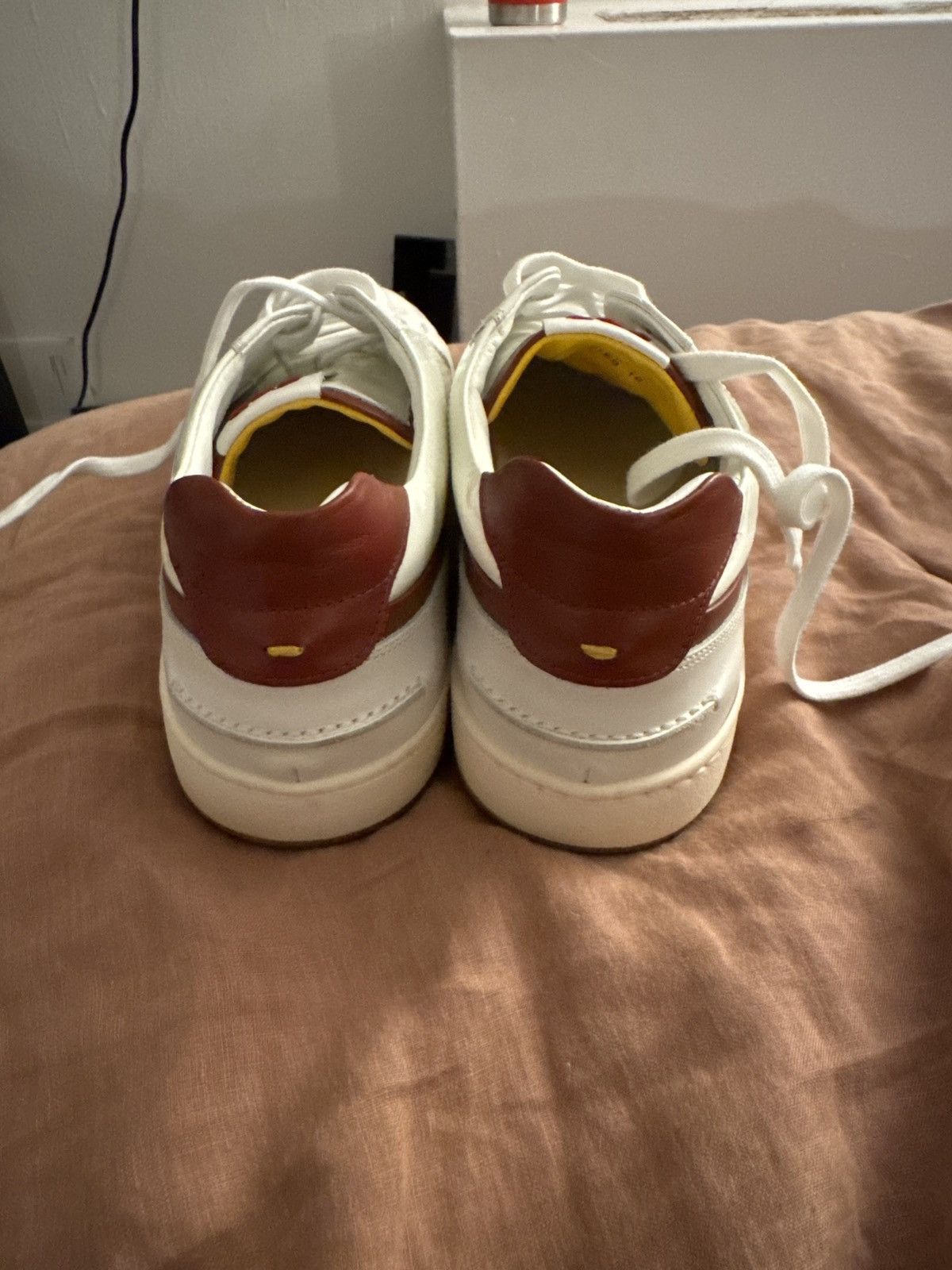 Fendi Fendi White/ Maroon Leather Sneakers Size US 10 / EU 43 - 3 Thumbnail