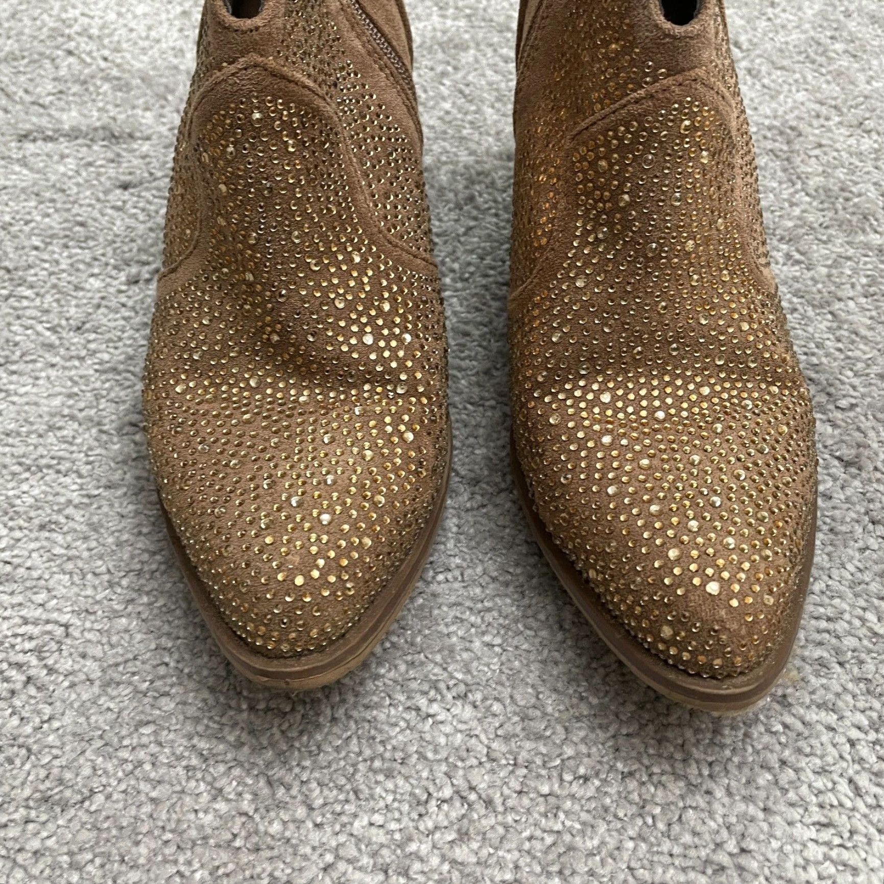Vintage VINTAGE not? Wait. No vintage. Pierre Dumas Wilder Rhinestone Ankle Boots Womens 6 Brown Pointed Embellished Size US 6 / IT 36 - 6 Thumbnail