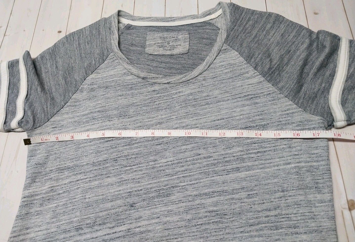 Sonoma Sonoma Womens Small Marled Gray Striped Tee Soft Casual Size S / US 4 / IT 40 - 6 Thumbnail
