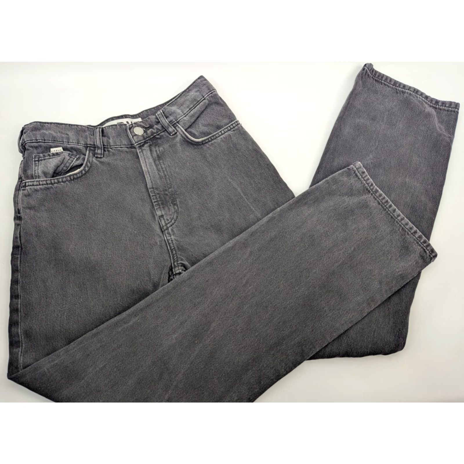 Vintage KARVE Women's Regular Fit Straight Black Stone Jeans Size Small Organic Cotton Denim 5-Pocket Design Slim Size 28" / US 6 / IT 42 - 2 Thumbnail