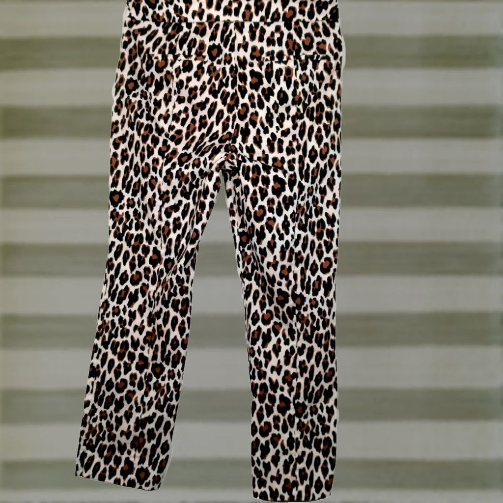J.Crew J.CREW Pants Women Size 6 Leopard Print Stretch Twill Zip Up Cat Print Ankle Straight Jeans/Slacks Size 28" / US 6 / IT 42 - 1 Thumbnail