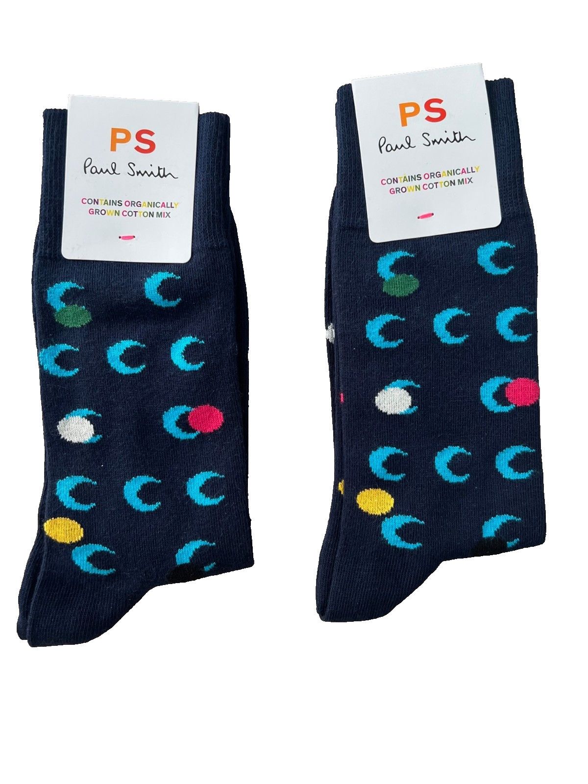 Paul Smith PS Paul Smith Set of 2 Organic Cotton Moon Print Navy Socks Size ONE SIZE - 1 Thumbnail