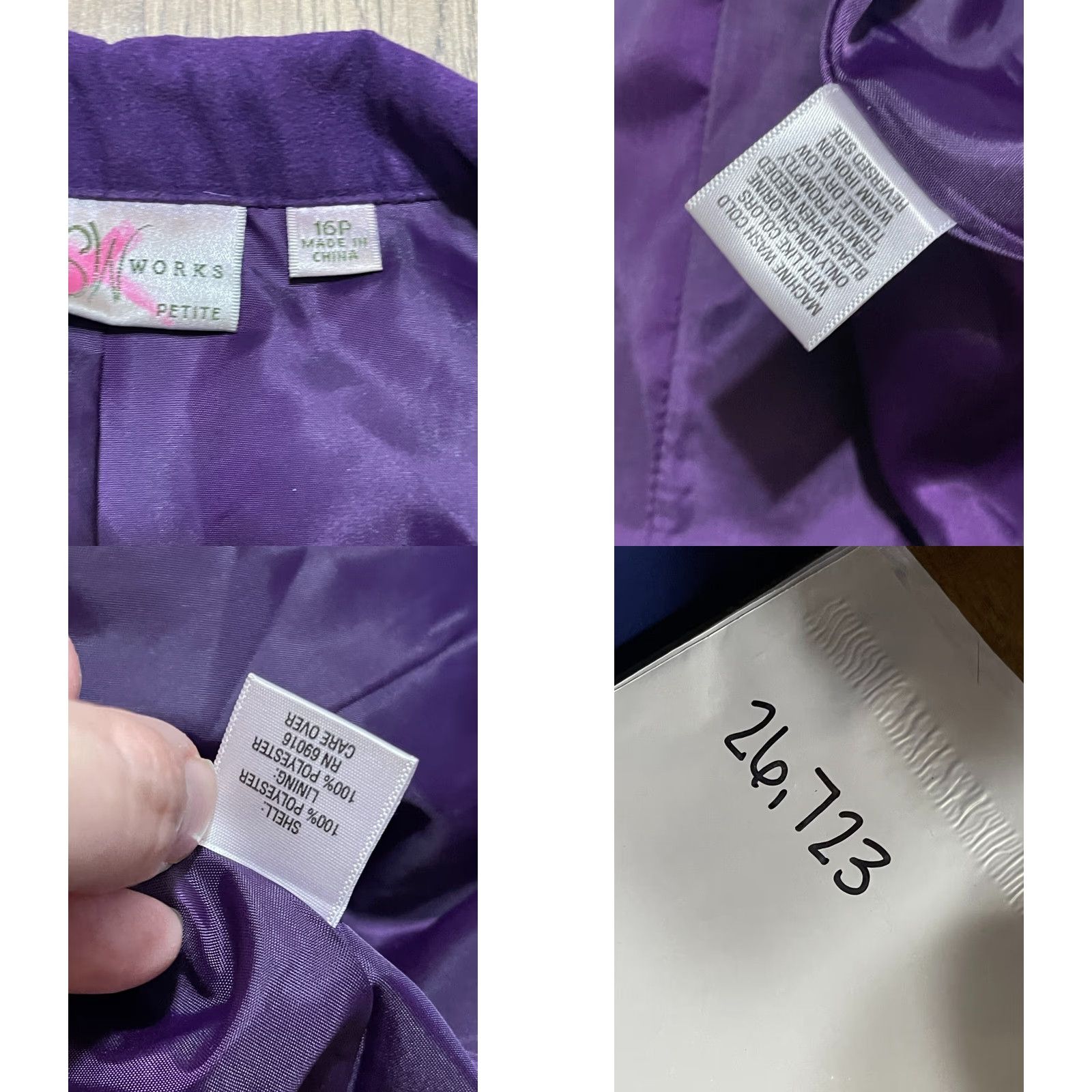 Vintage Studio Works Jacket Women's Size 16P Petite Purple Full Zip Velvet Blazer Dressy Casual Velvet Blazer Womens 16P Purple Full Zip Regular) Size XXL / US 16-18 / IT 52-54 - 8 Thumbnail