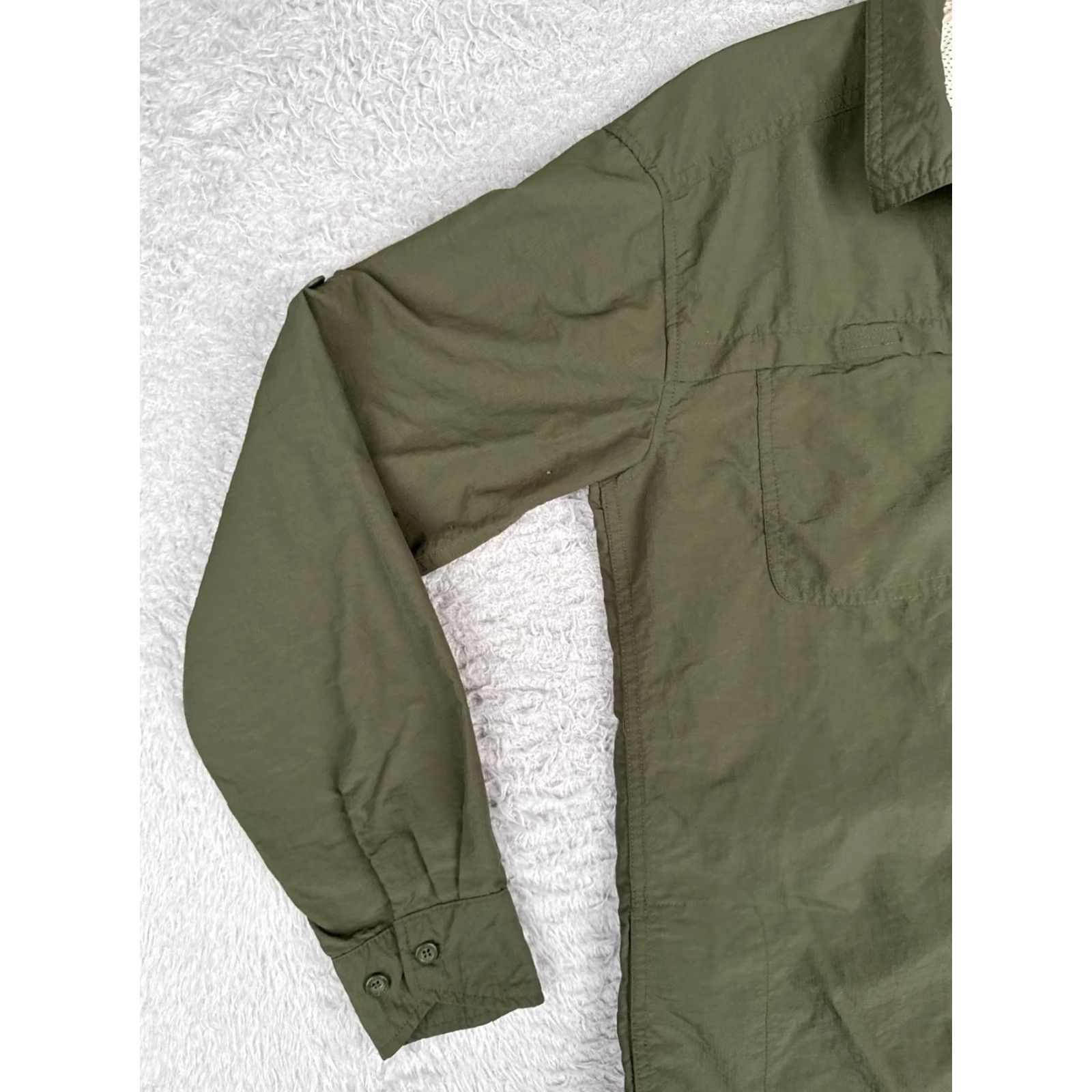 Eddie Bauer Eddie Bauer Shirt Women XS Green Button Up Long Sleeve Casual Knit Cotton Woven Fish Pattern Button-Up - Adult Womens Size XS / US 0-2 / IT 36-38 - 3 Thumbnail