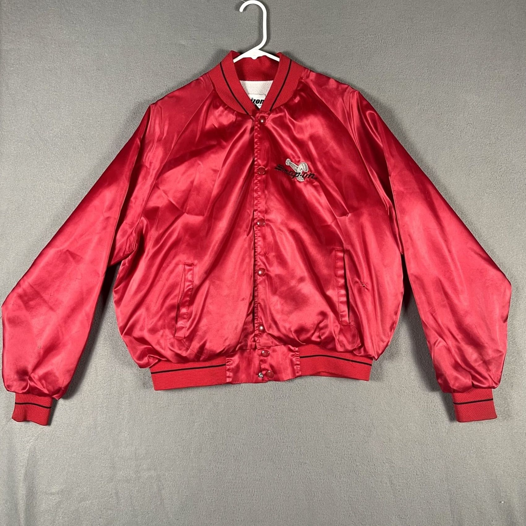 Vintage VINTAGE Horizon Sportswear Snap-on Jacket Mens XL Red Satin Bomber Mechanic Auto Shop USA 90s Size US XL / EU 56 / 4 - 2 Thumbnail