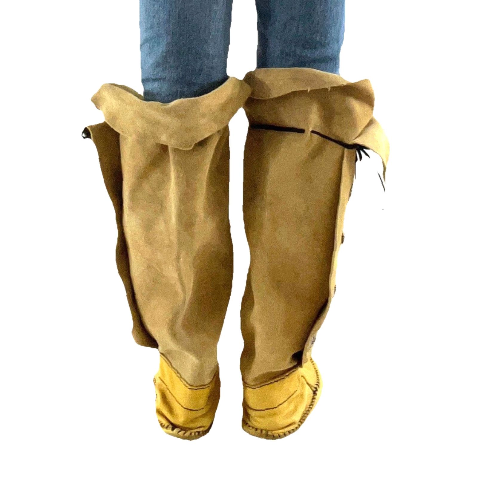 Vintage Vintage Handmade Brown leather Silver Button Knee High Slouch Moccasin Boot 10-11 Size US 10 / IT 40 - 5 Thumbnail
