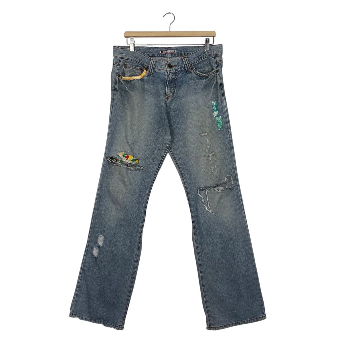Japanese Brand Hysteric Glamour Distressed Patchwork Denim Size 34" / US 12 / IT 48 - 2 Thumbnail