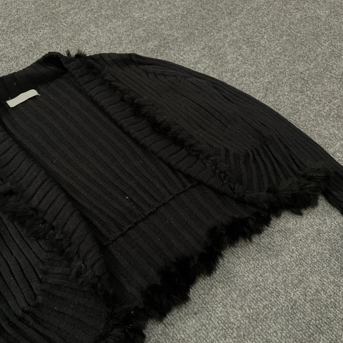 Japanese Brand Rib Knit Rabbit Fur Trim Cropped Cardigan Y2K Vkei Size M / US 6-8 / IT 42-44 - 6 Thumbnail