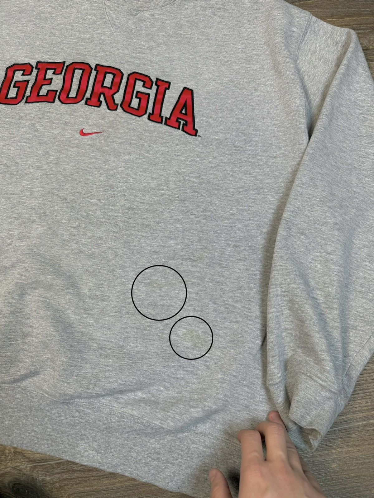 Nike × Vintage Vintage Nike Georgia Big Logo Swoosh Gray Sweatshirt Size US XXL / EU 58 / 5 - 8 Thumbnail