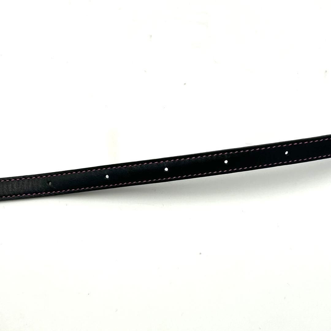 Loewe Loewe Slim Black Leather Belt with Pink Stitching Size ONE SIZE - 6 Thumbnail