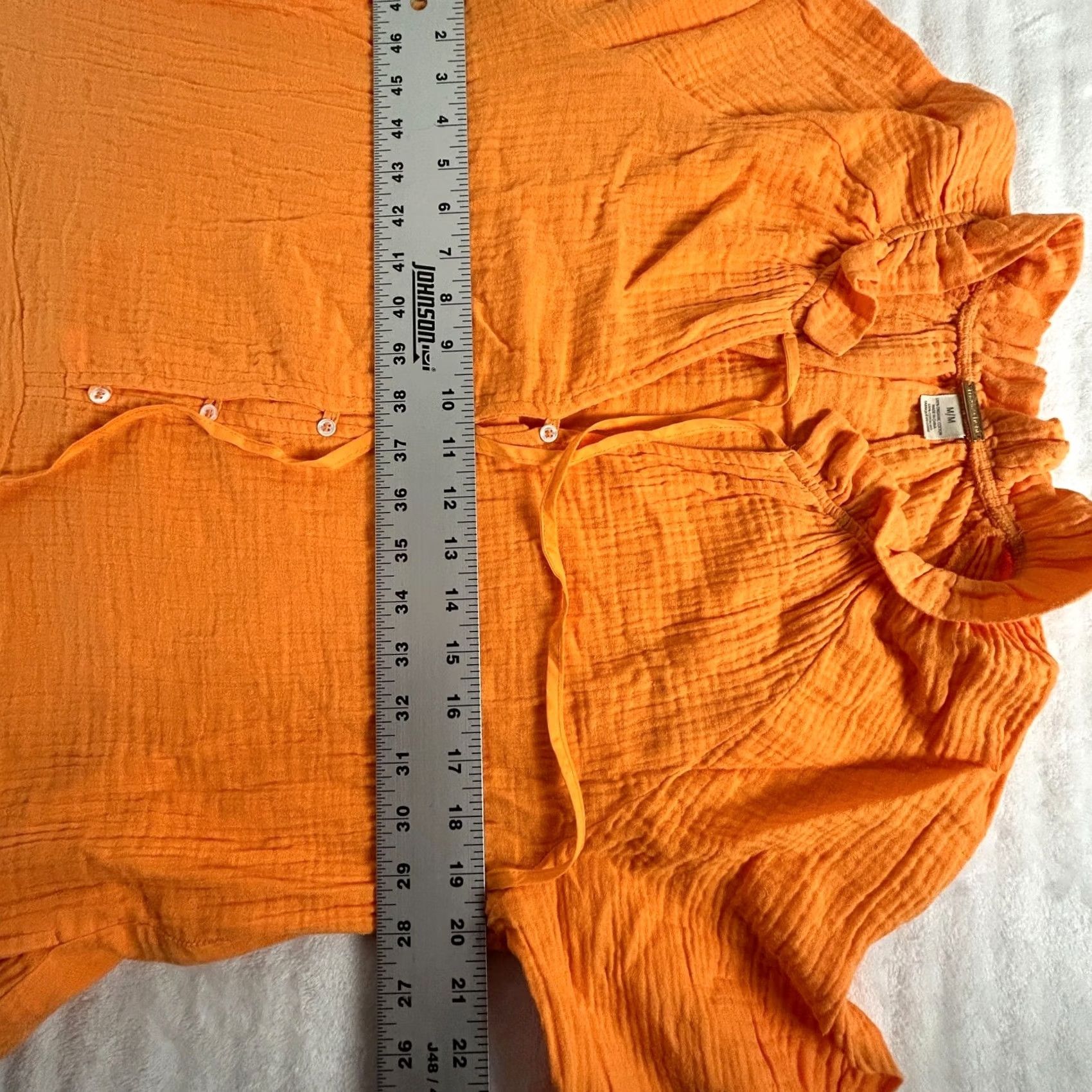 Vintage Magaschoni Women's Boho Dress Organic Cotton Gauze Turmeric Orange Medium Size M / US 6-8 / IT 42-44 - 7 Thumbnail