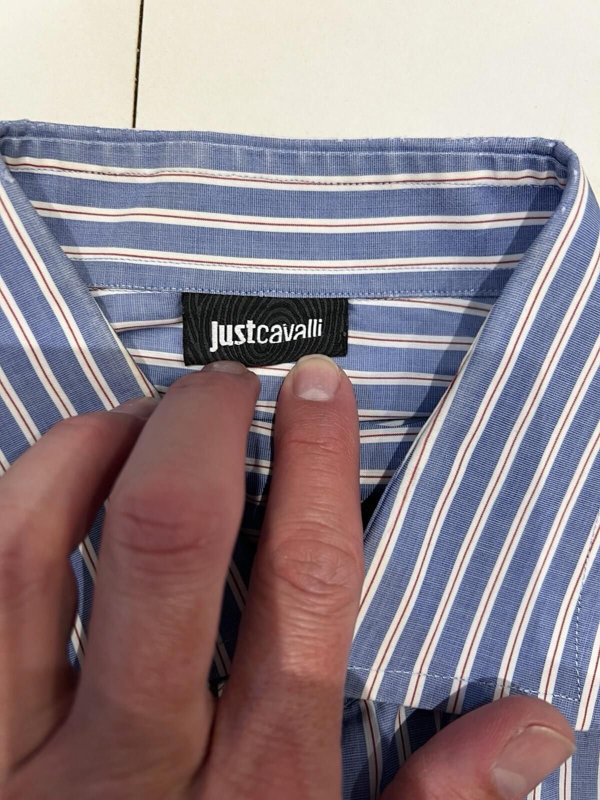 Just Cavalli Just Cavalli mens size 43 striped long sleeve shirt Size US M / EU 48-50 / 2 - 2 Thumbnail