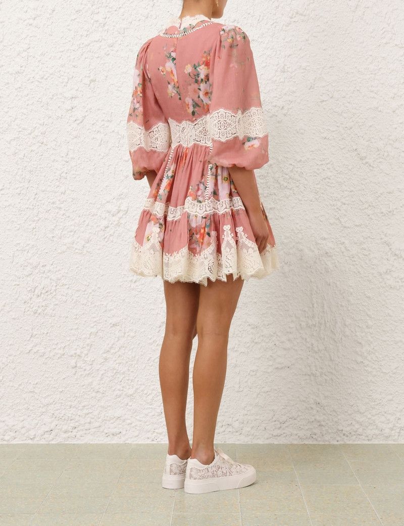 Zimmermann oc11z0126 Everley Lace Trim Mini Dress in Multicolor Size M / US 6-8 / IT 42-44 - 4 Thumbnail