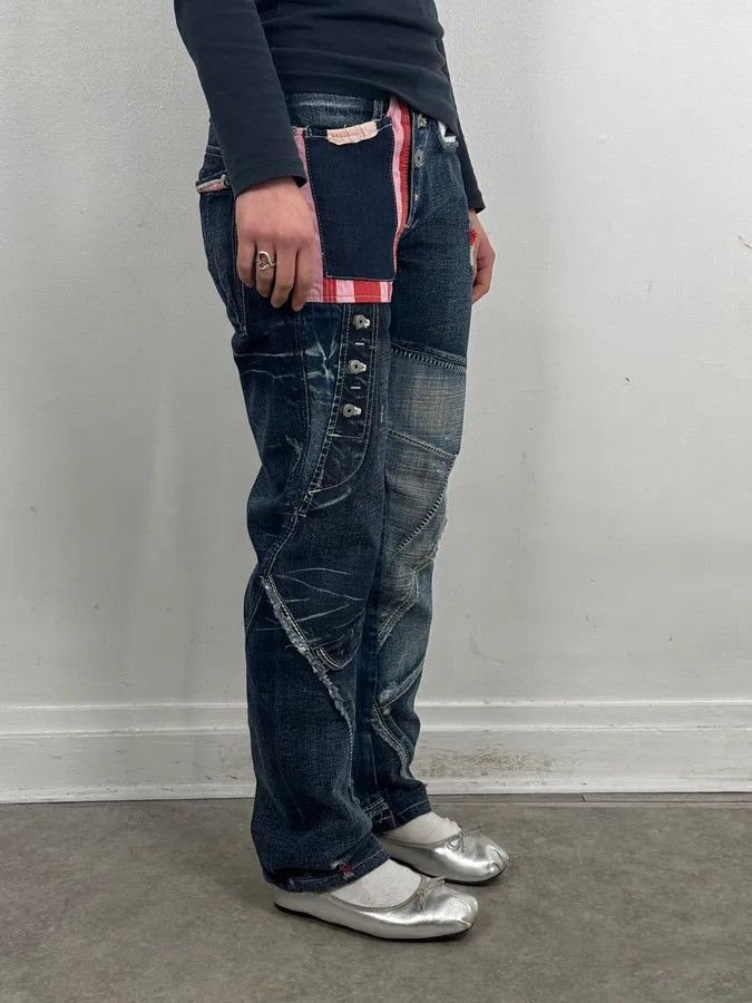Marithe + Francois Girbaud 2000s Marithé + François Girbaud Multi-Patchwork Design Blue Denim Jeans Size 26" / US 2 / IT 38 - 3 Thumbnail