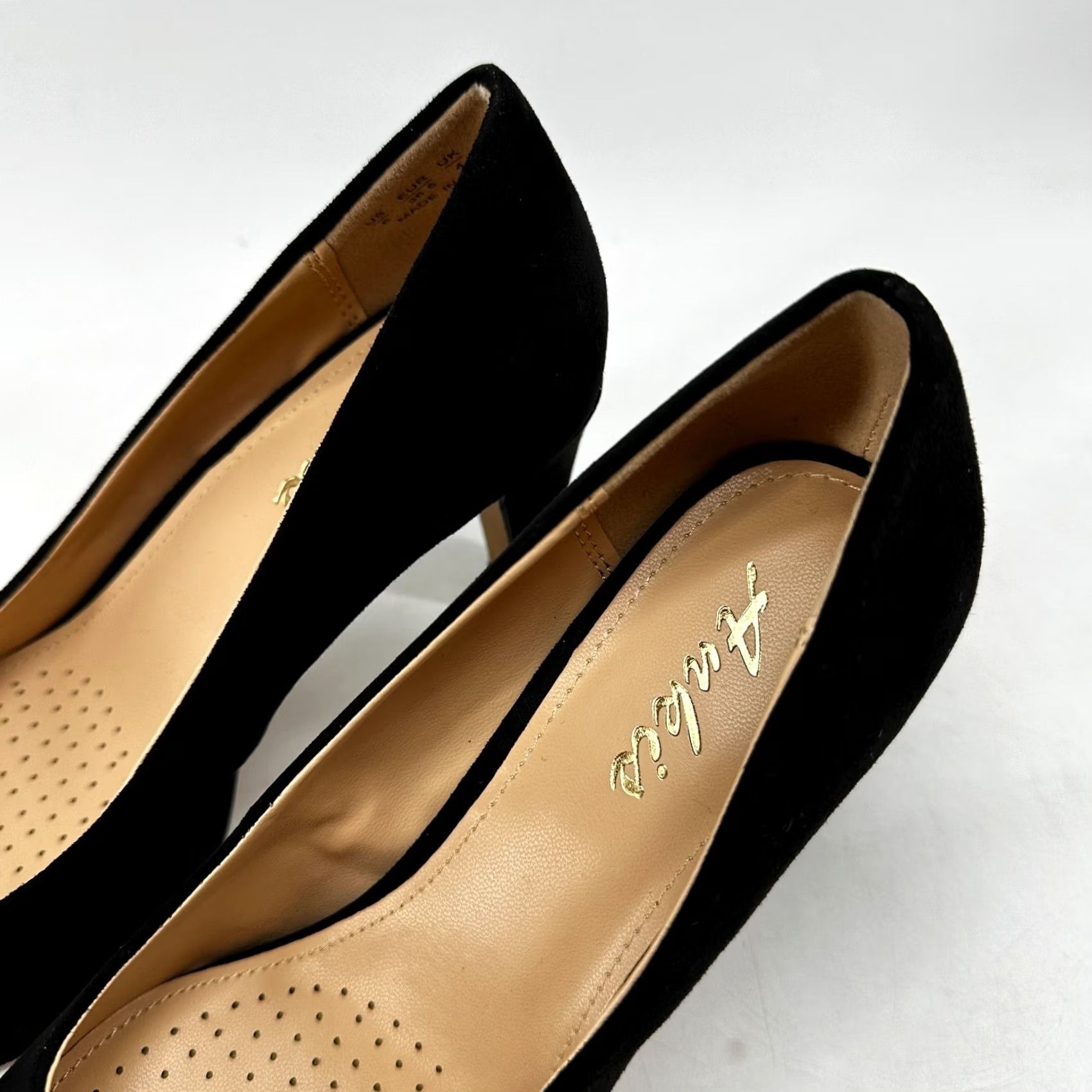 Vintage Ankis Platform Pump Heels Black Women's Size 6 Suede Slip On Round Toe Shoes Pumps Stiletto Casual Classic Women Size US 4 / IT 34 - 4 Thumbnail