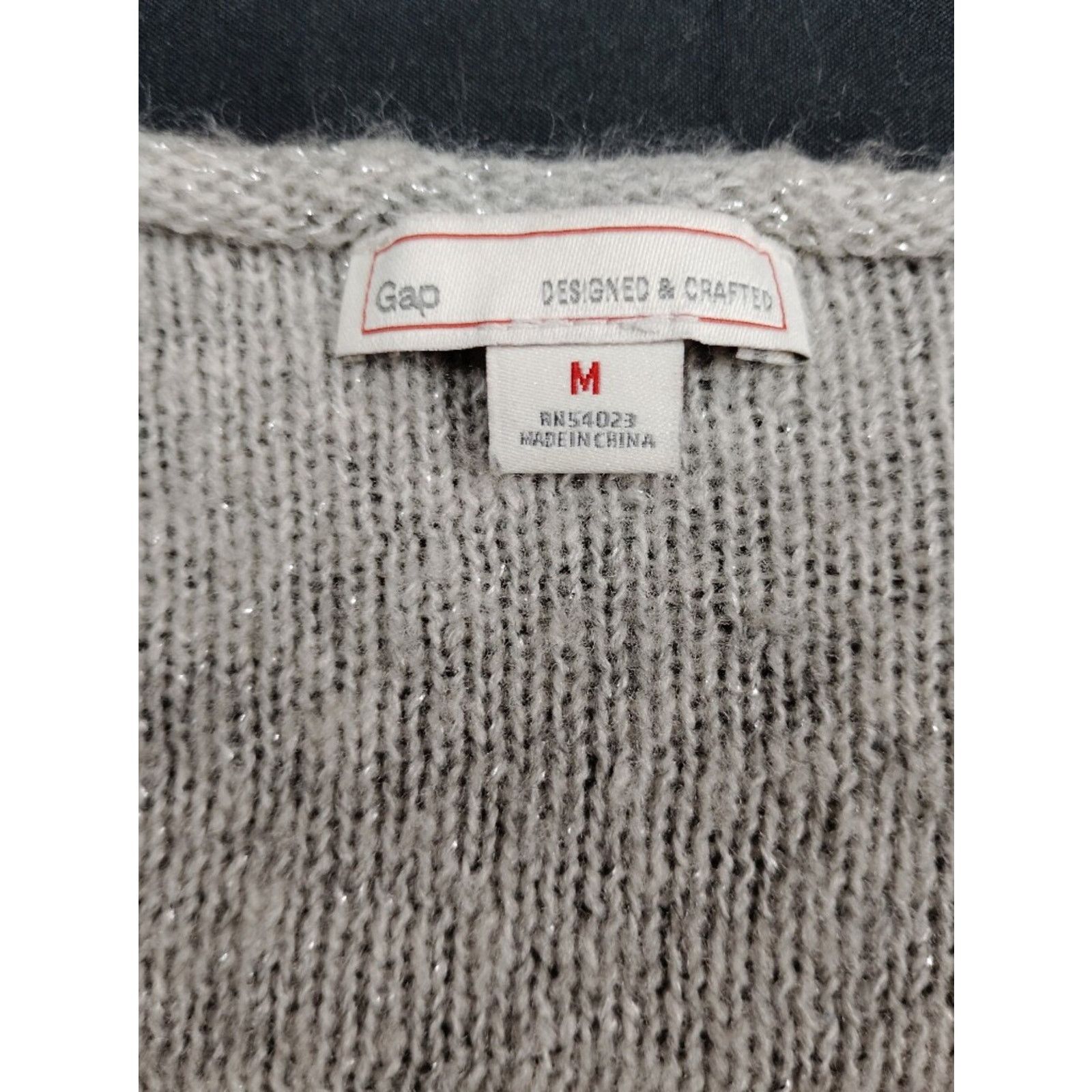 Gap GAP Light Gray Sparkle V-Neck Sweater Size M / US 6-8 / IT 42-44 - 2 Thumbnail