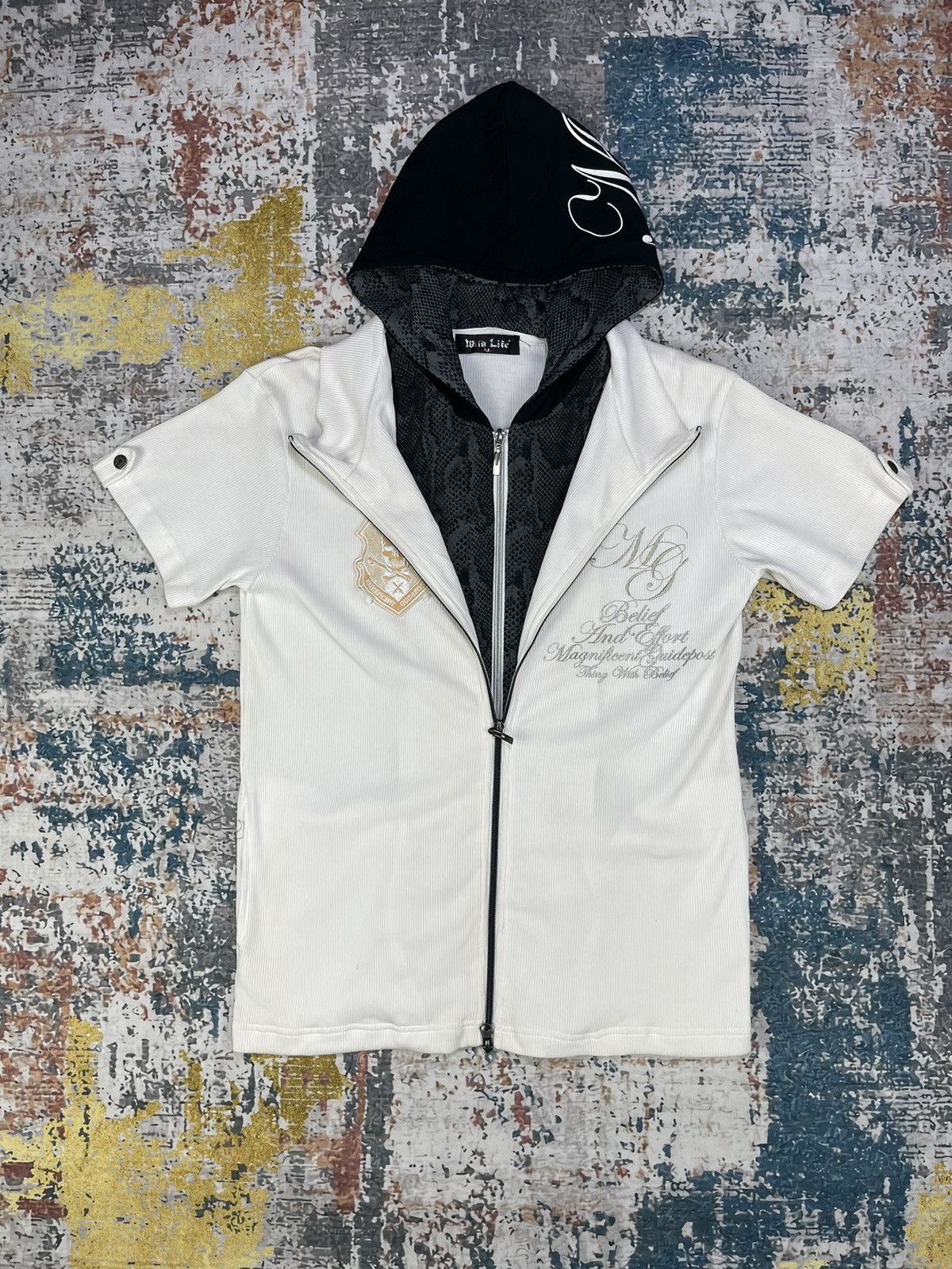 Japanese Brand Wild Life Back Graphic Poem Hoodie 2 Zip Shirt Size L / US 10 / IT 46 - 2 Thumbnail