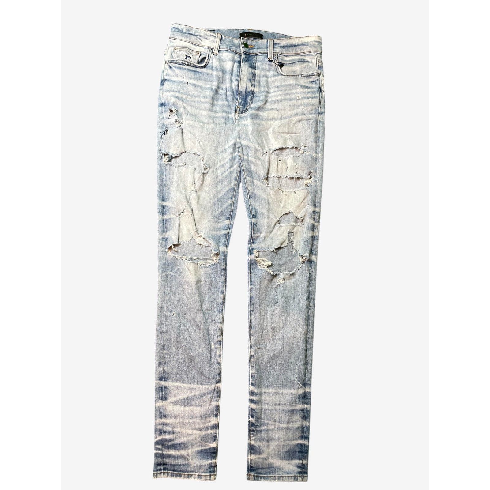 Amiri Thrasher Ripped Light Wash Blue Jeans