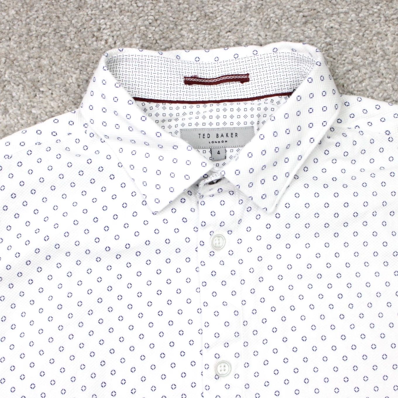 Ted Baker Ted Baker London Shirt Men L White Geometric Cotton Stretch L/S Button Up Boyfriend Regular Filtration: 90s London Size US L / EU 52-54 / 3 - 4 Thumbnail