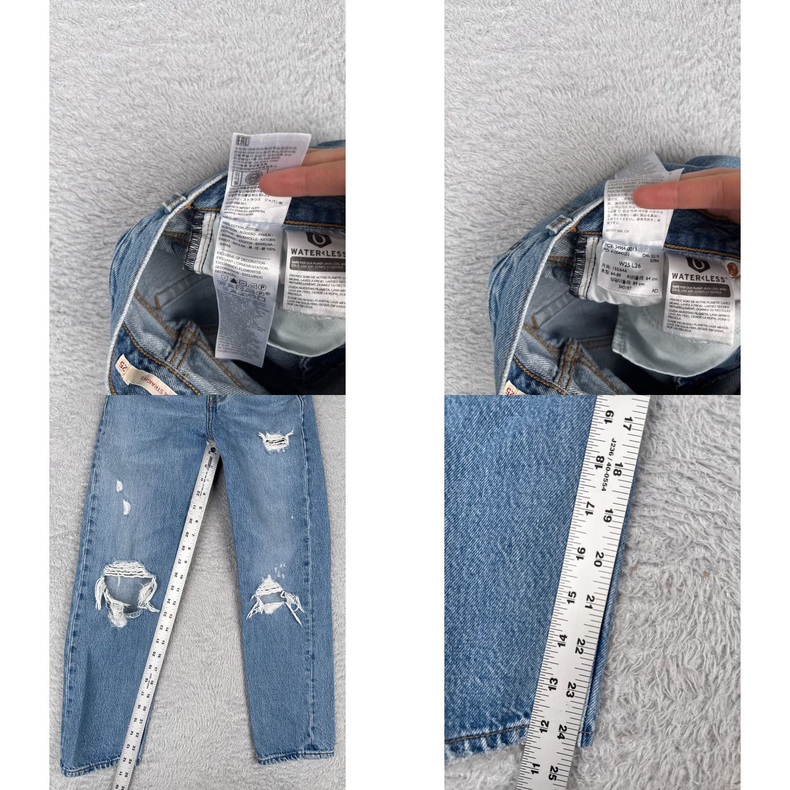 Levi's Levi's Jeans Women 25 Blue Denim Wedgie Straight Distressed 25x25 500 Series Size 42" / US 20 - 8 Thumbnail