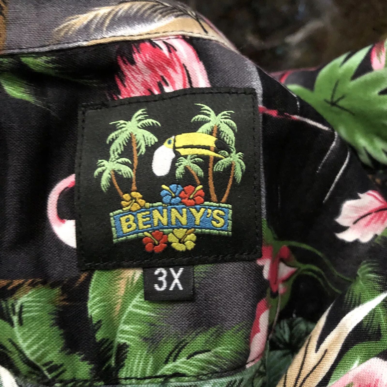 Other Benny's Aloha Shirts Hawaiian Black Flamingos Floral 3X Size US XXL / EU 58 / 5 - 8 Thumbnail