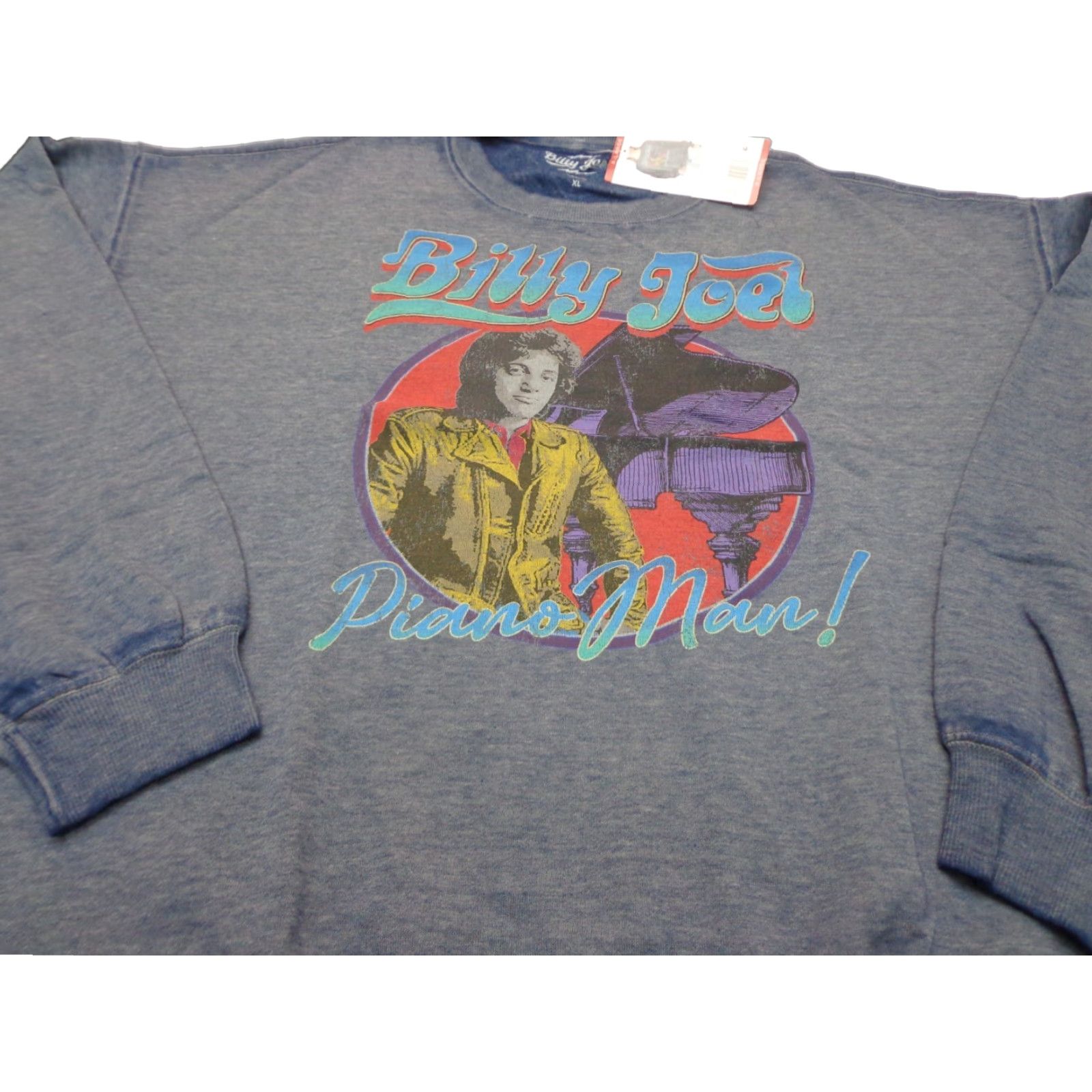 Vintage BILLY JOEL Piano Man! Women's Crewneck Sweatshirt XL Blue Pullover Cotton Blend Size XL / US 12-14 / IT 48-50 - 1 Thumbnail