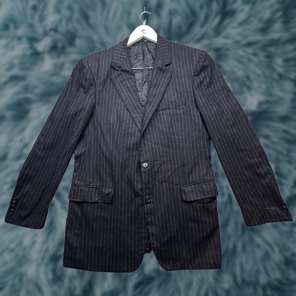 Brooks Brothers Brooks Brothers Pinstripe Wool Suit Jacket Mens 42 Long Navy Blue Italy Wool Jacket Coat Suit hình? Size 42R - 1 Thumbnail