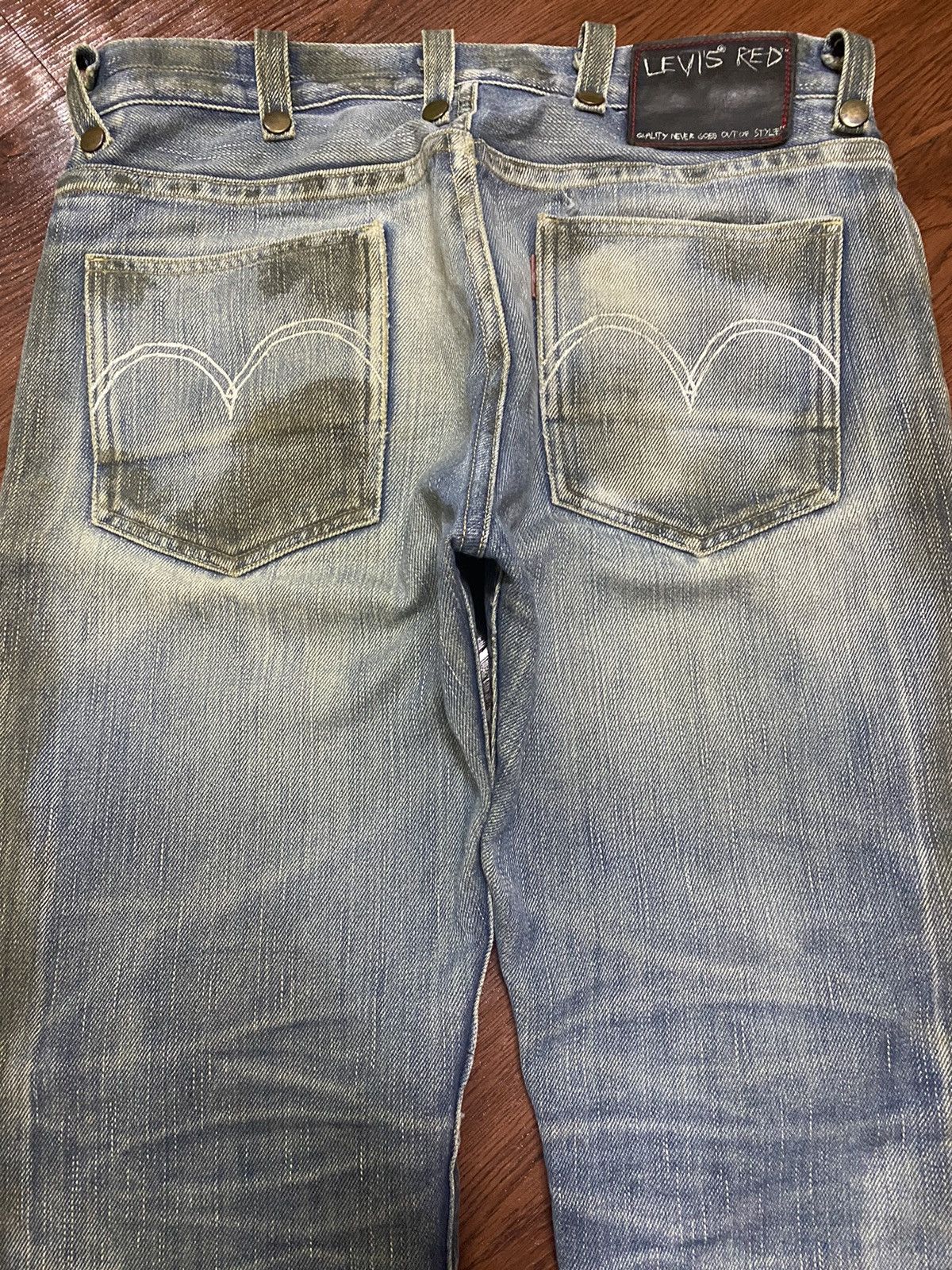 Levi's Made & Crafted Vintage Levis Mud Wash Star Button Distressed Slim Jeans Size US 32 / EU 48 - 4 Thumbnail