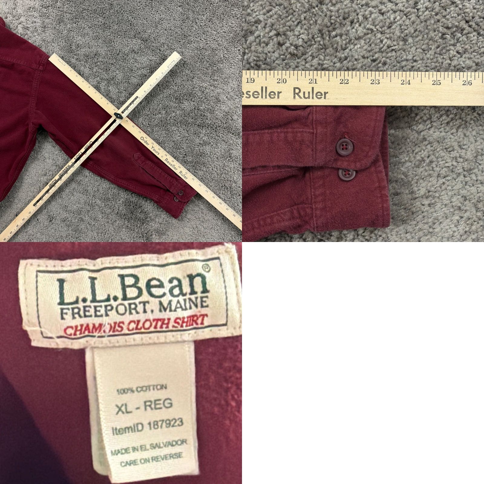 Vintage LL Bean Shirt Mens XL Red Chamois Cloth Long Sleeve Traditional Outdoors Flannel Button-Up Pockets Size US XL / EU 56 / 4 - 8 Thumbnail