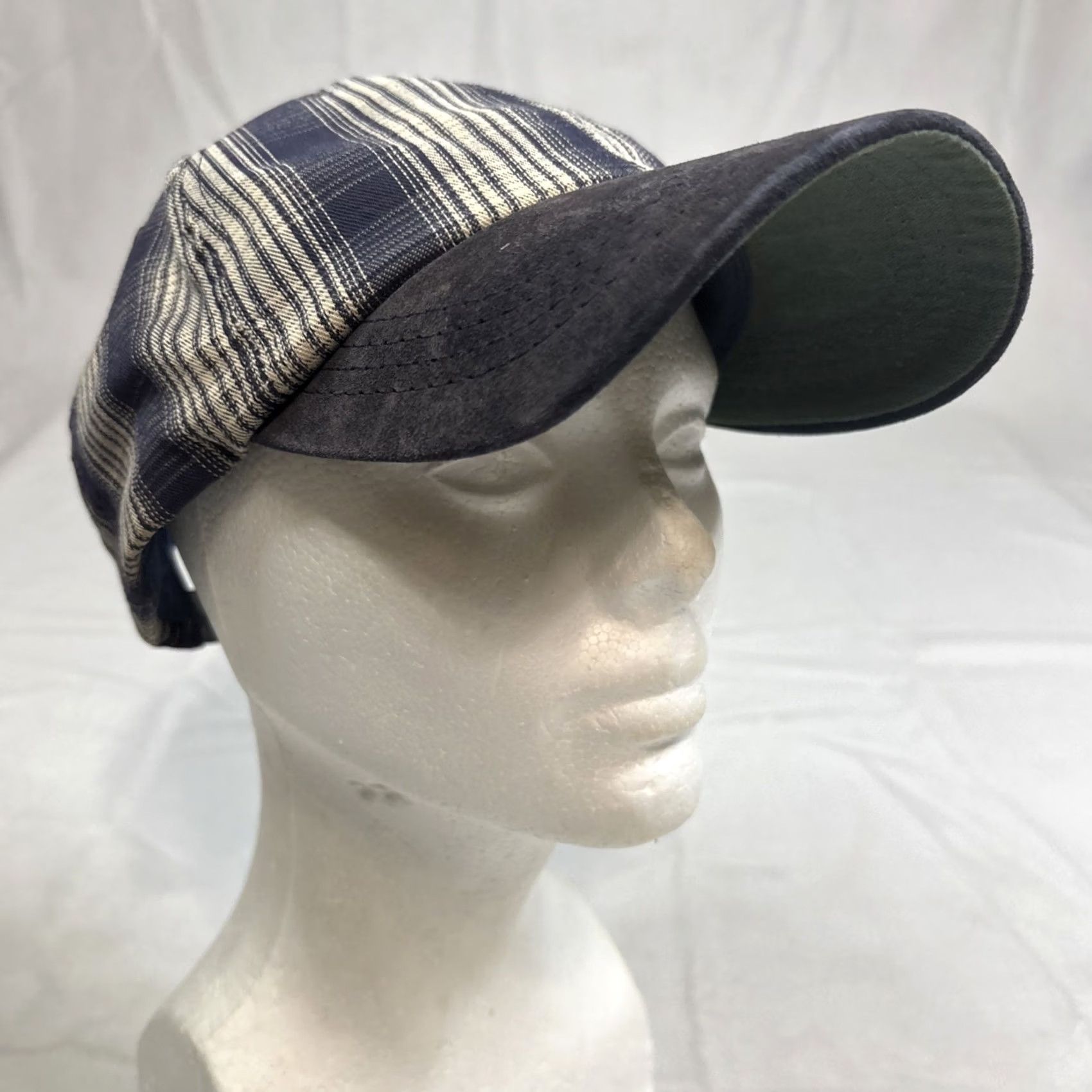 Nike Nike Strapback Baseball Cap Blue Plaid Off Center Made In USA Suede Brim - Vintage Size ONE SIZE - 2 Thumbnail