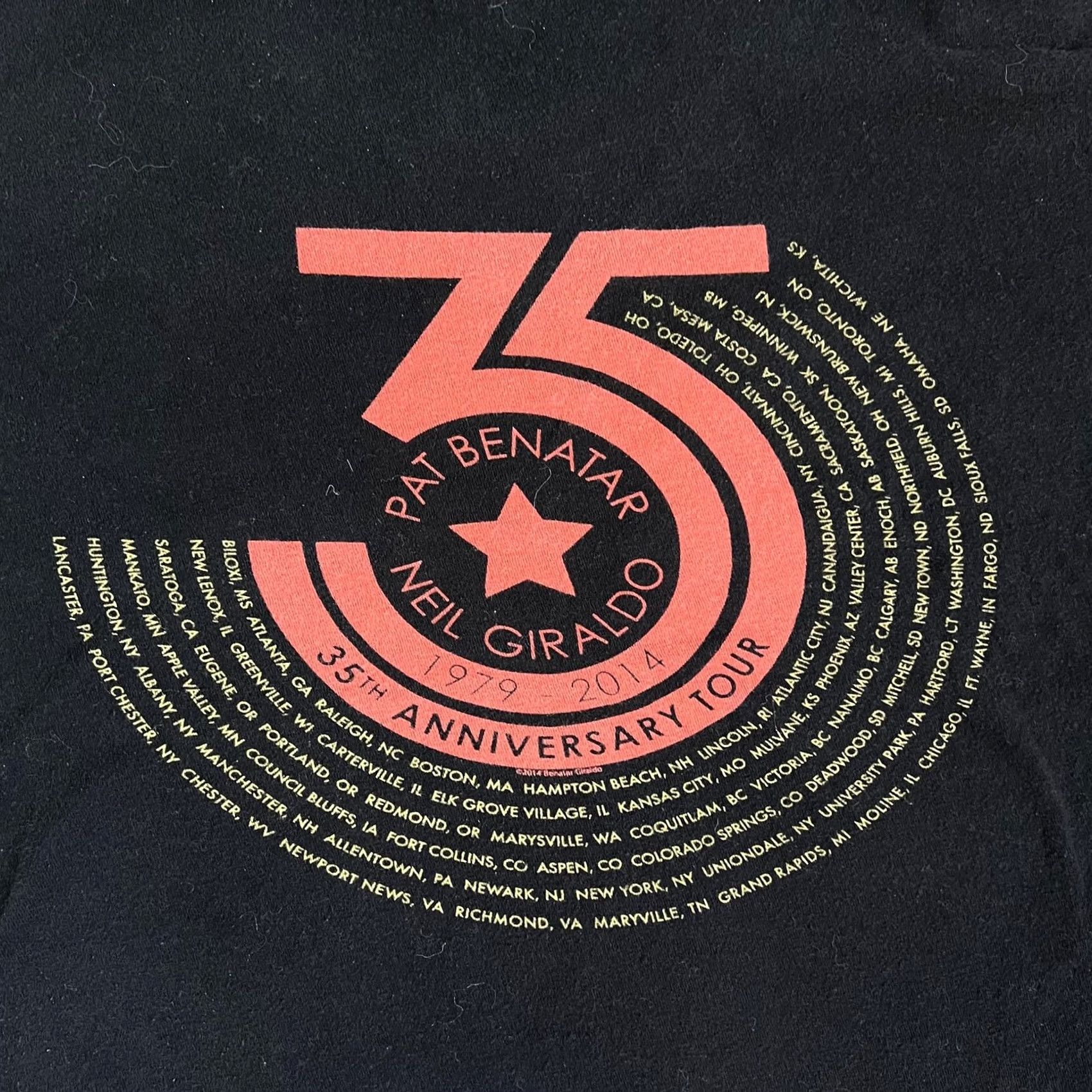 Tultex Pat Benatar & Neil Giraldo Band Shirt Mens Large Black 35th Anniversary Tour Shirt Size US L / EU 52-54 / 3 - 3 Thumbnail