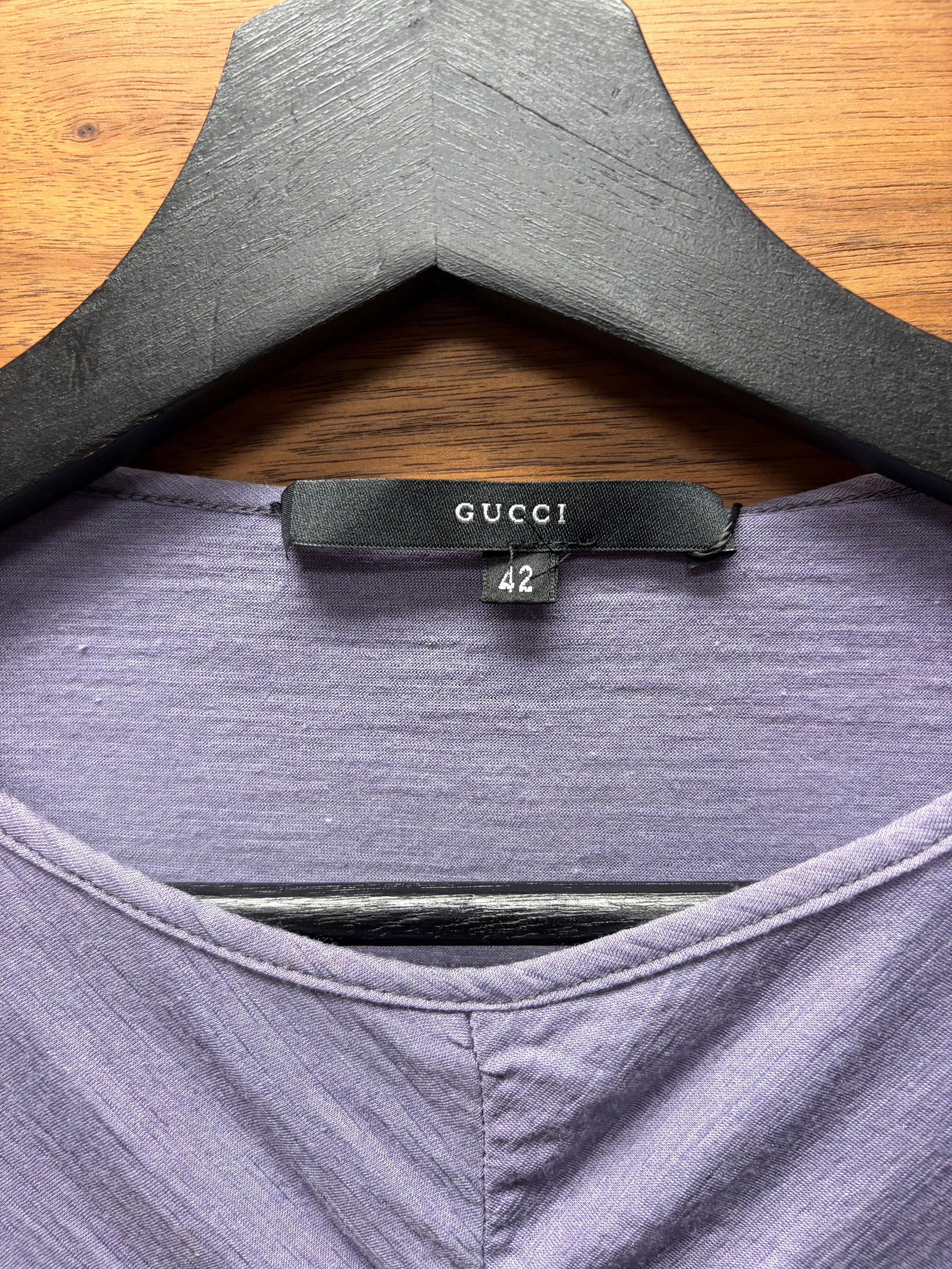 Gucci AW1999 Gucci by Tom Ford Lilac Purple ‘Ruched Sleeve’ Top Size M / US 6-8 / IT 42-44 - 4 Thumbnail