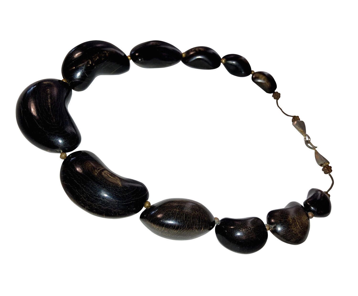 Designer Hand Made Carved Bull Horn Bean Shaped Bead Necklace Size ONE SIZE - 4 Thumbnail