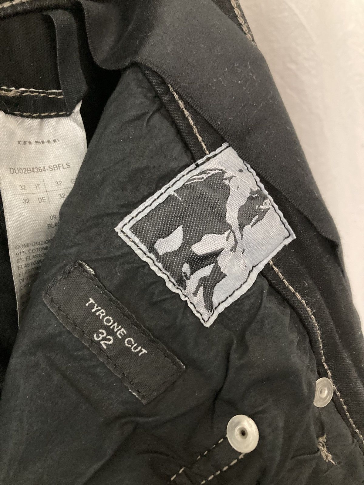 Rick Owens Black Foil Slash Stretch Denim